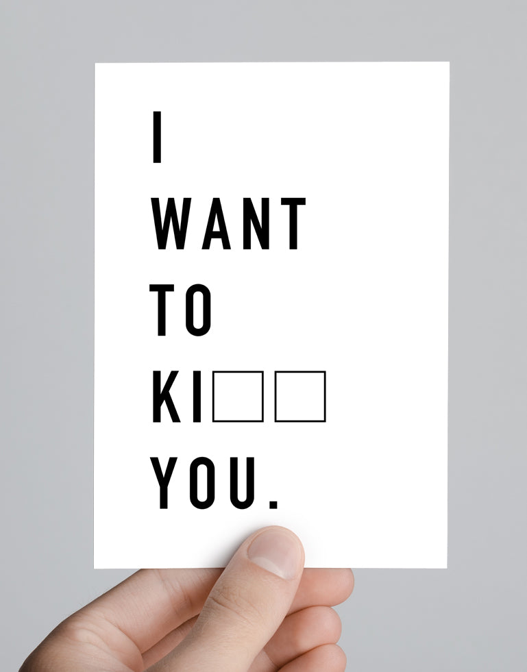 I want to KI__ you Postkarte · TYPEALIVE