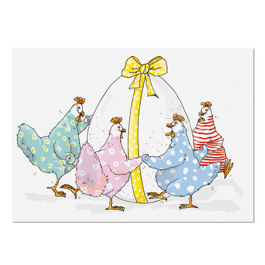 Ringelreihen Hühner Postkarte
